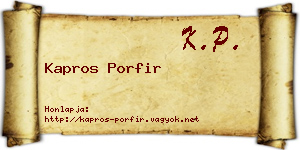 Kapros Porfir névjegykártya